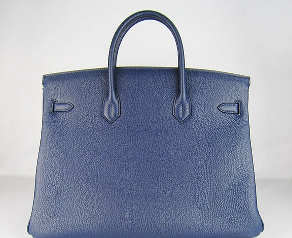 Hermes Birkin 35cm Togo Leather Handbags 6099 Dark Blue Silver