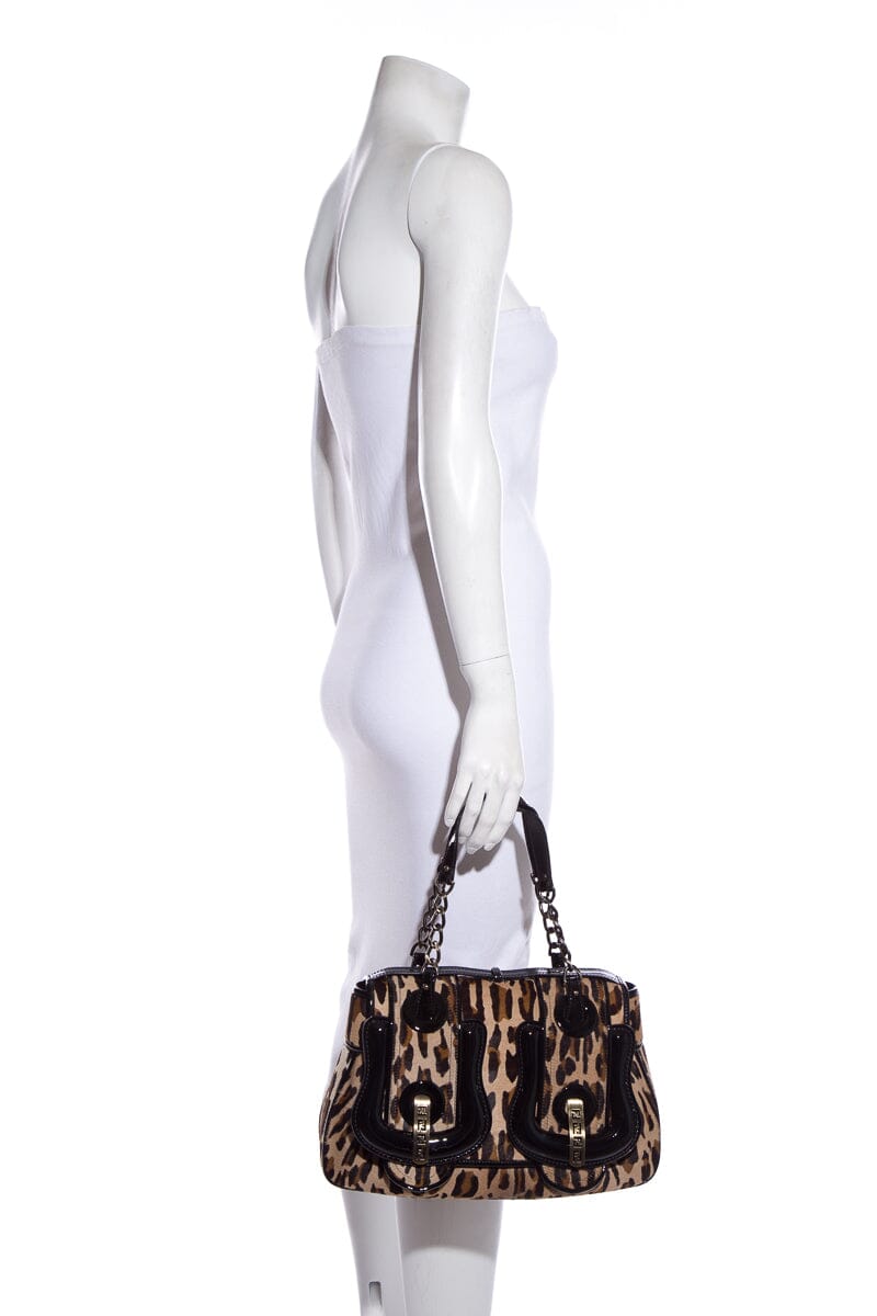 Fendi Leopard Print Calf Hair B Handbag