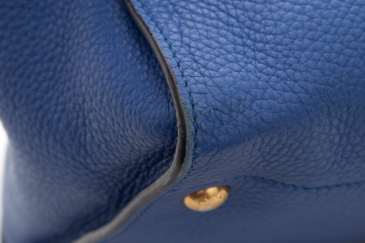 Prada Vitello Donna Cobalt Blue Grained Leather Tote