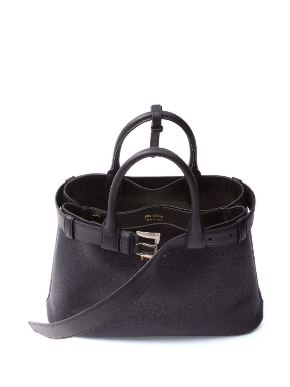 Prada Women Buckle Medium Leather Handbag