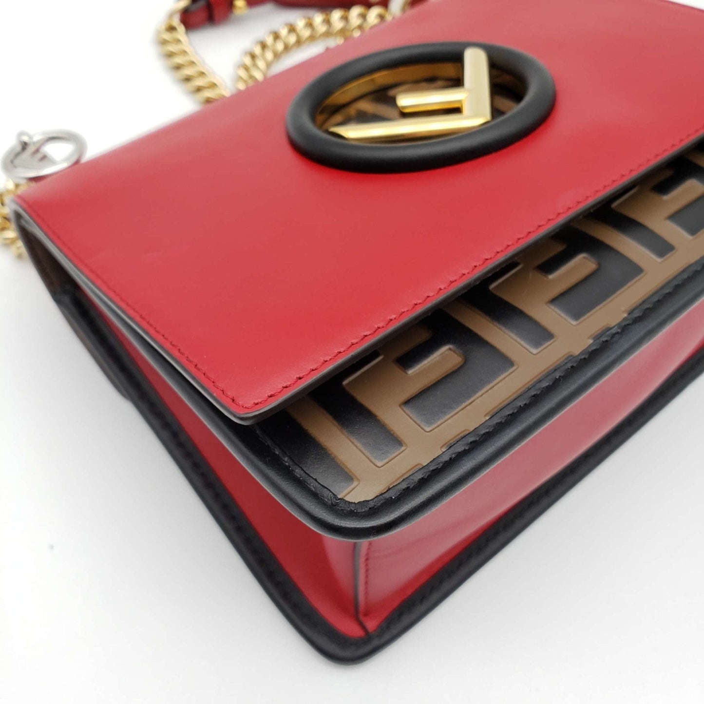 Fendi Bi-Color FF 1974 Embossed Small Kan Shoulder Bag