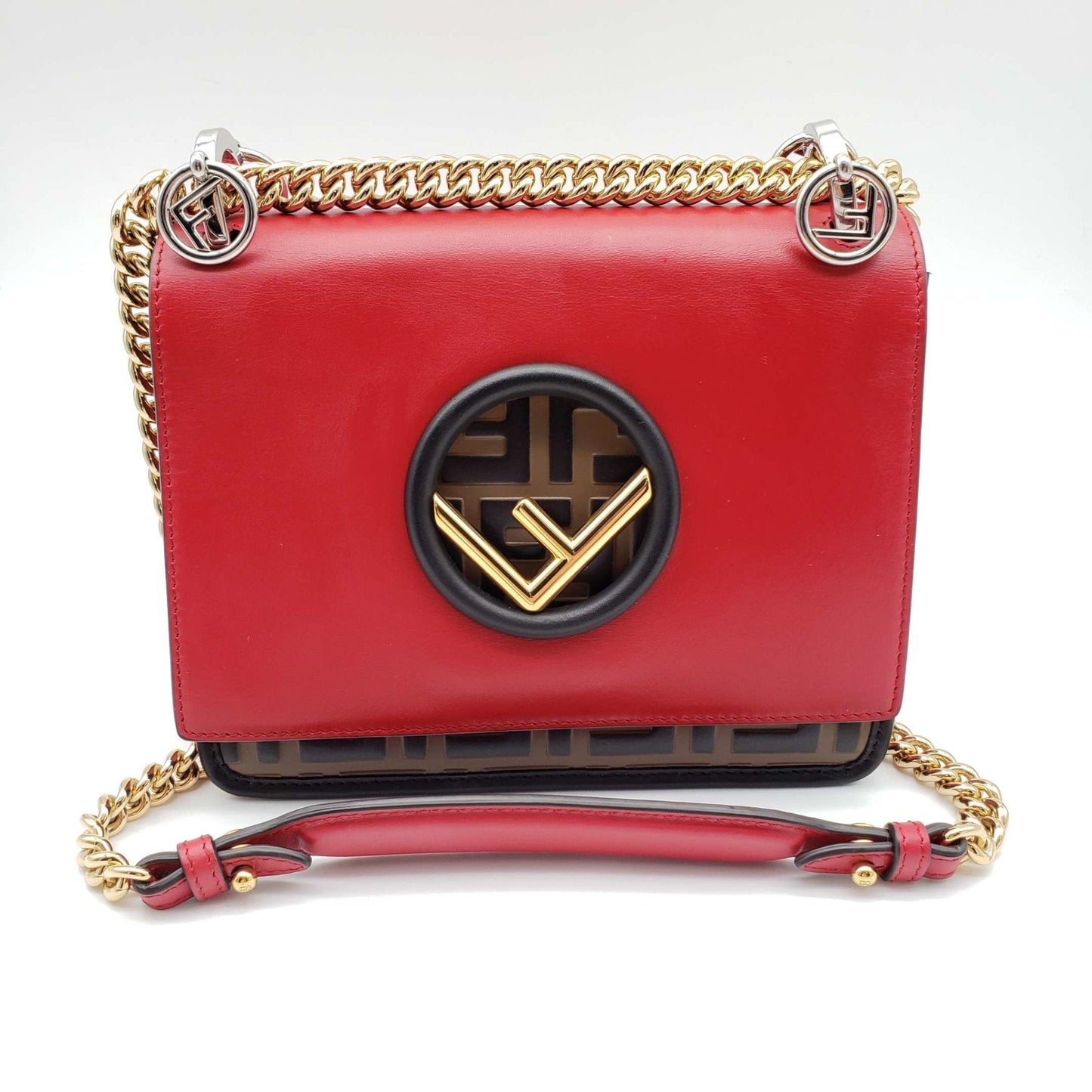 Fendi Bi-Color FF 1974 Embossed Small Kan Shoulder Bag