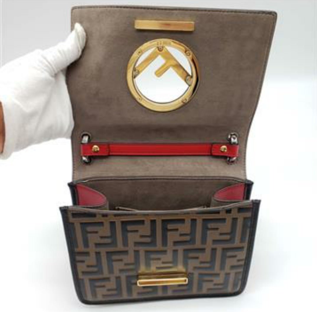 Fendi Bi-Color FF 1974 Embossed Small Kan Shoulder Bag