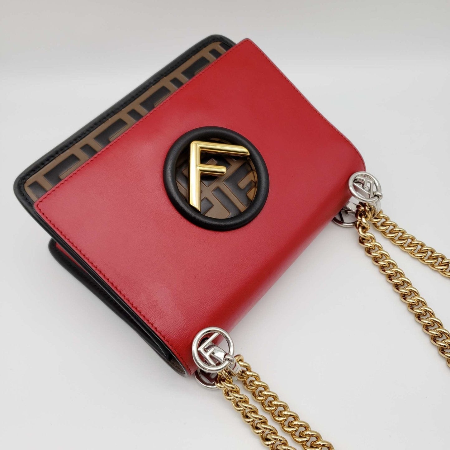 Fendi Bi-Color FF 1974 Embossed Small Kan Shoulder Bag