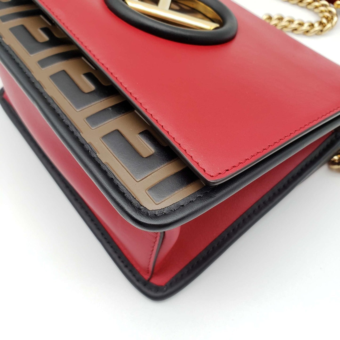 Fendi Bi-Color FF 1974 Embossed Small Kan Shoulder Bag