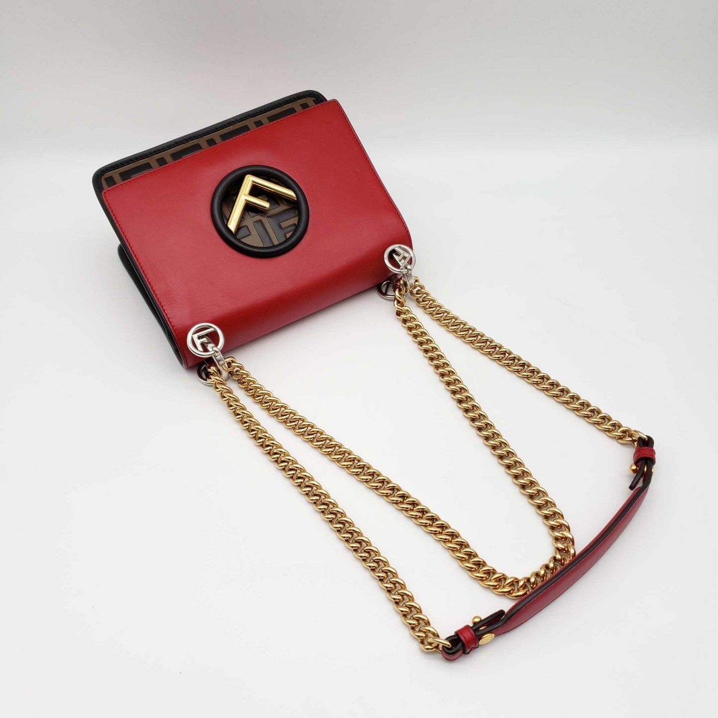 Fendi Bi-Color FF 1974 Embossed Small Kan Shoulder Bag