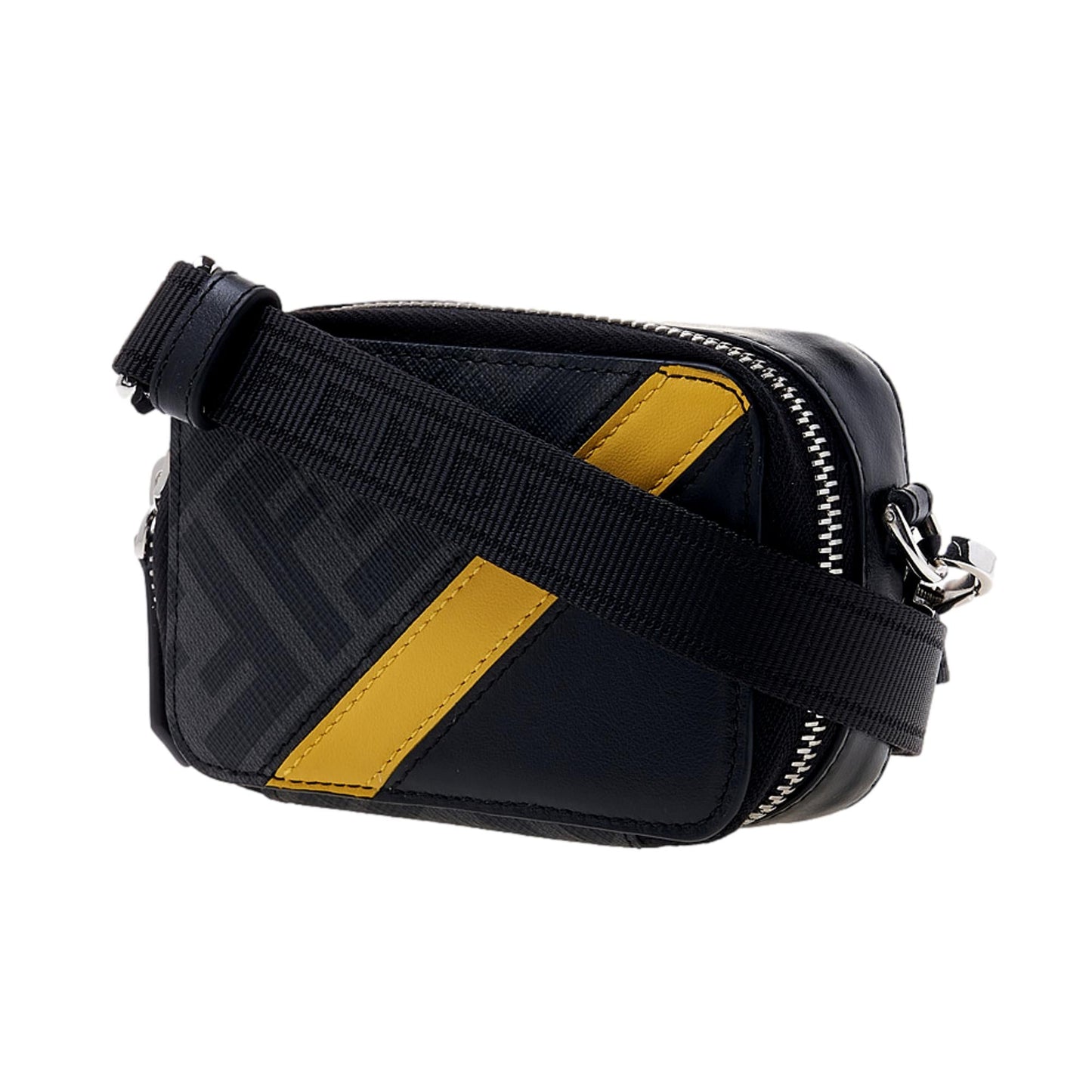 Fendi FF Diagonal Stripe Black Mini Camera Crossbody Bag