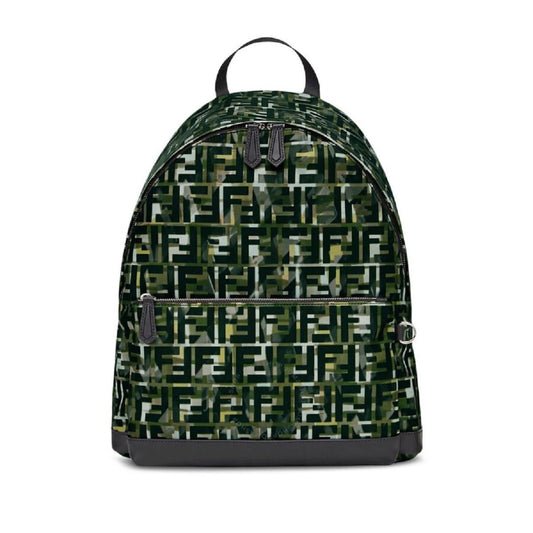 Fendi FF Zucca Nylon Multicolor Camouflage Print Large Backpack