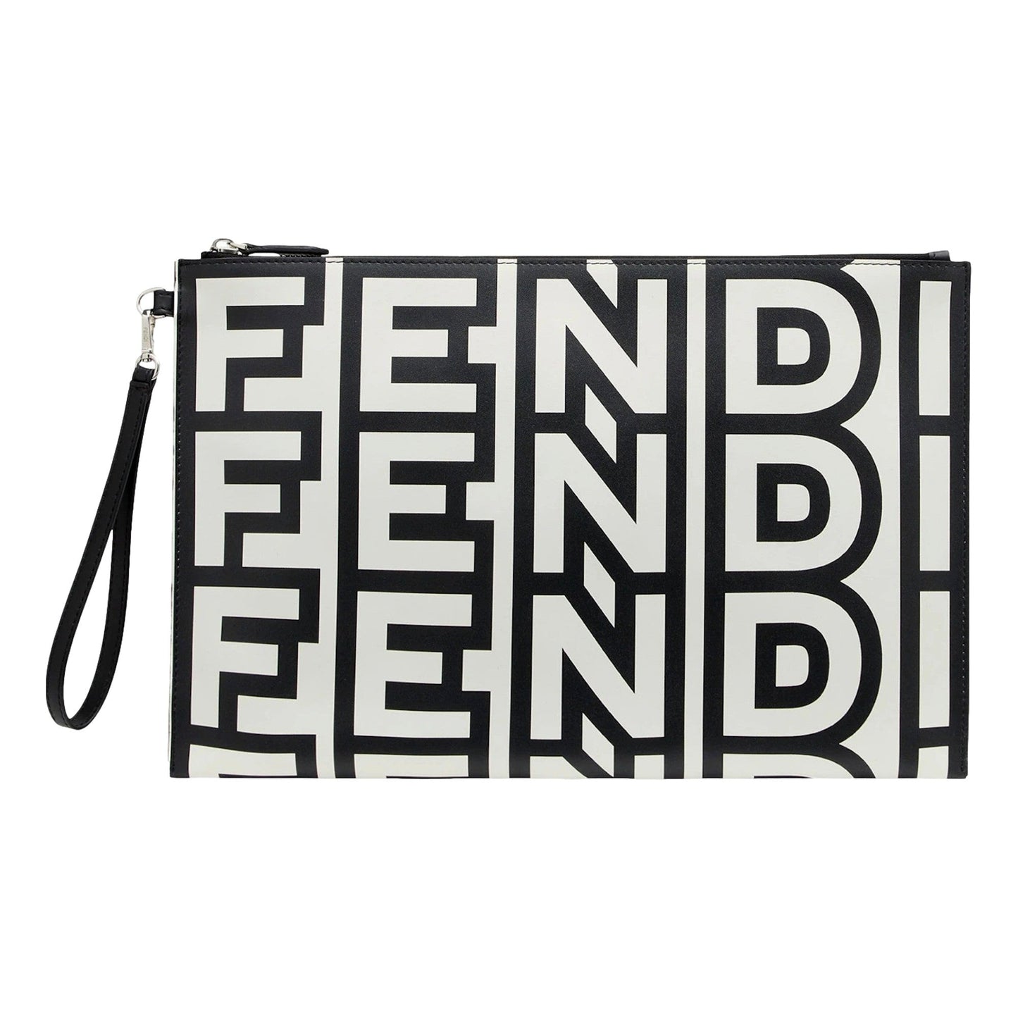 Fendi by Marc Jacobs Roma Black White Large Leather Clutch