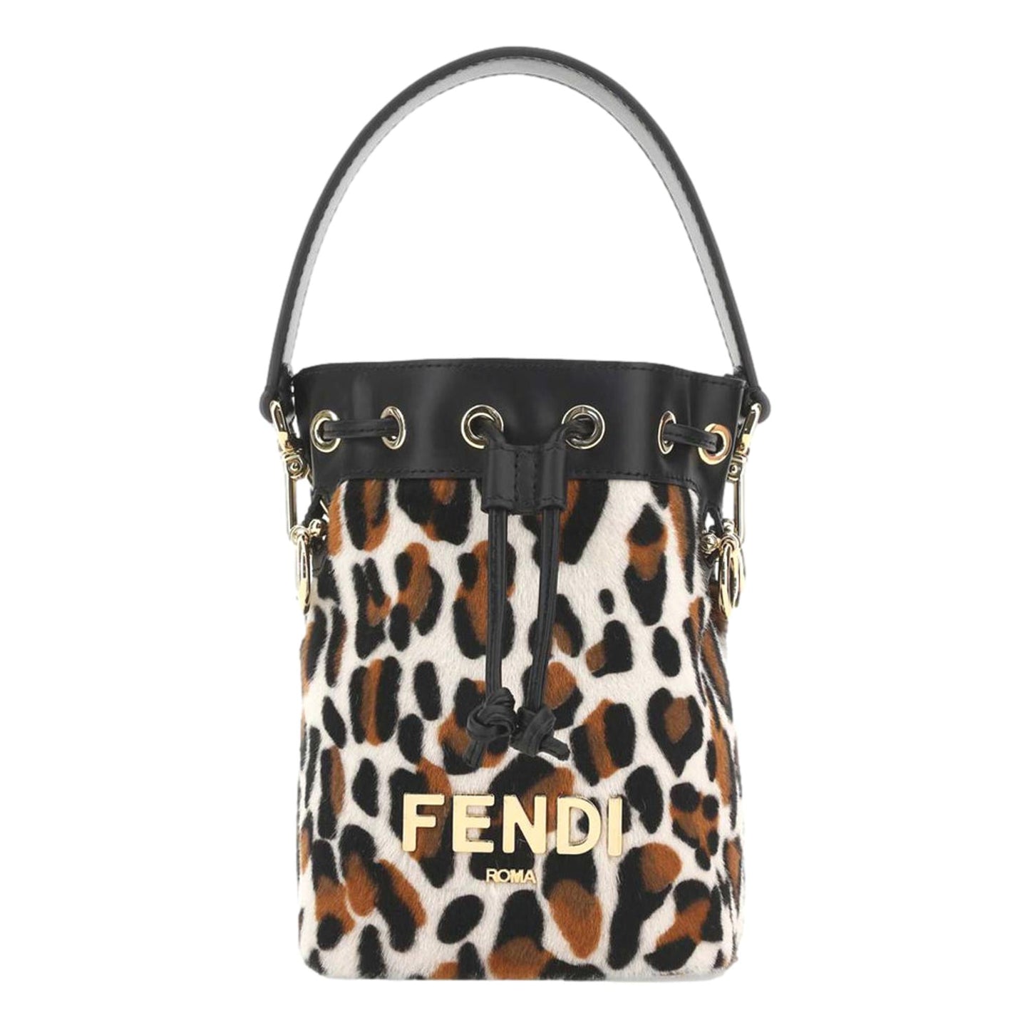 Fendi Mon Tresor Animal Print Sheepskin Mini Crossbody Bucket Bag