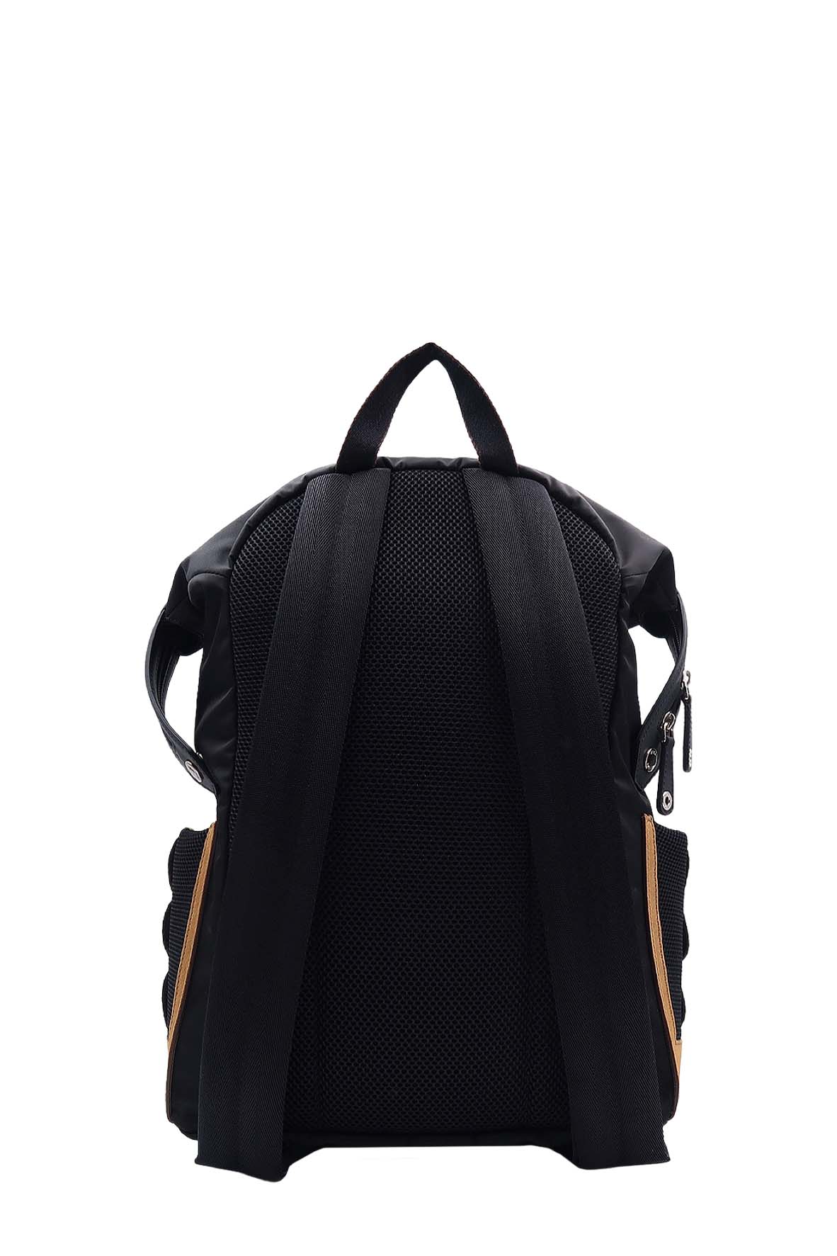 Santander Nylon Leather Backpack Black,Brown