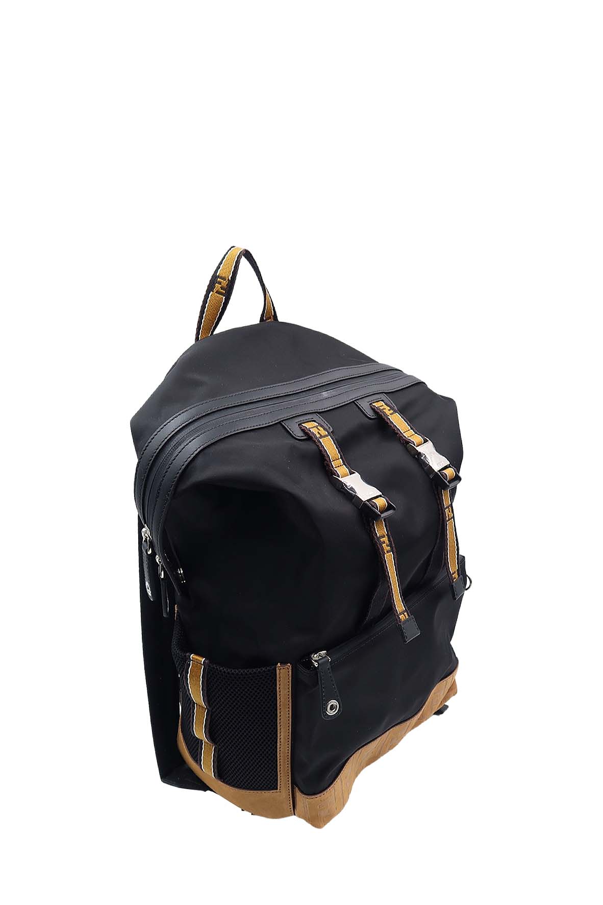 Santander Nylon Leather Backpack Black,Brown