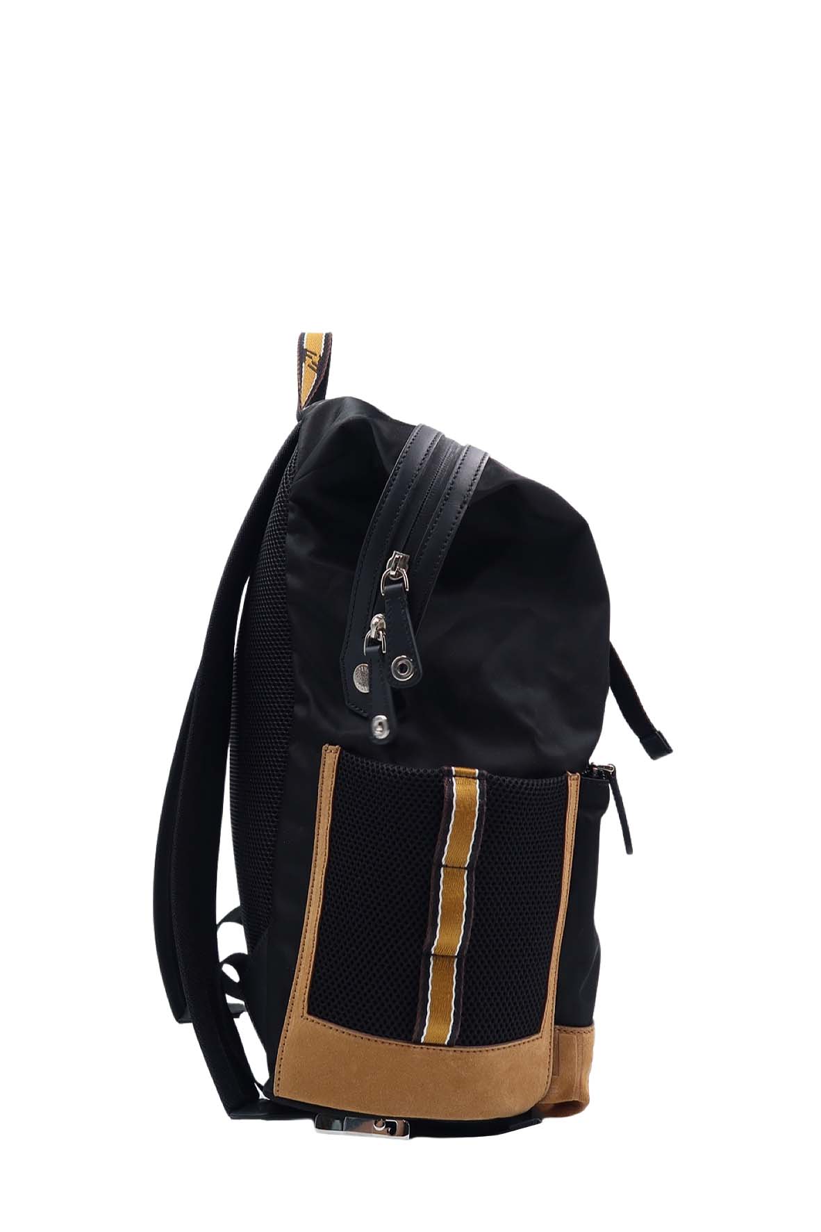 Santander Nylon Leather Backpack Black,Brown