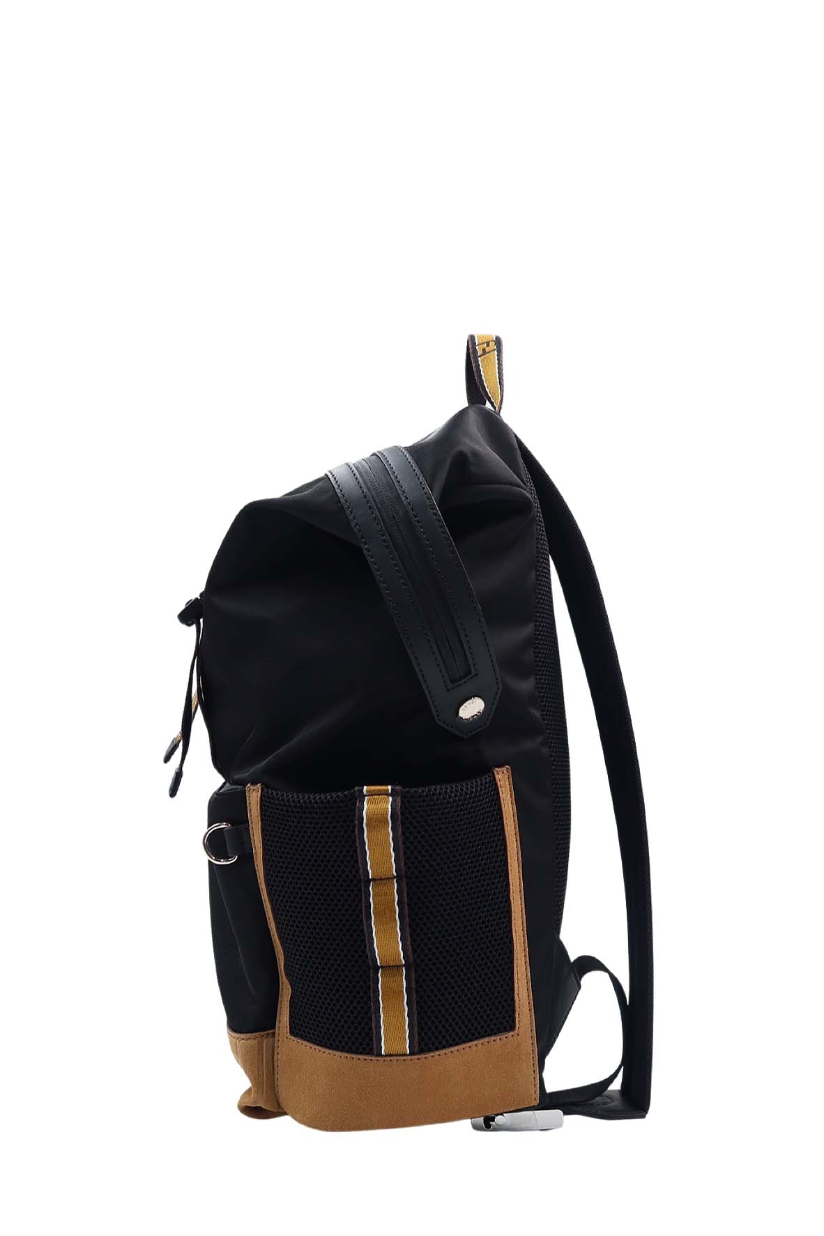 Santander Nylon Leather Backpack Black,Brown