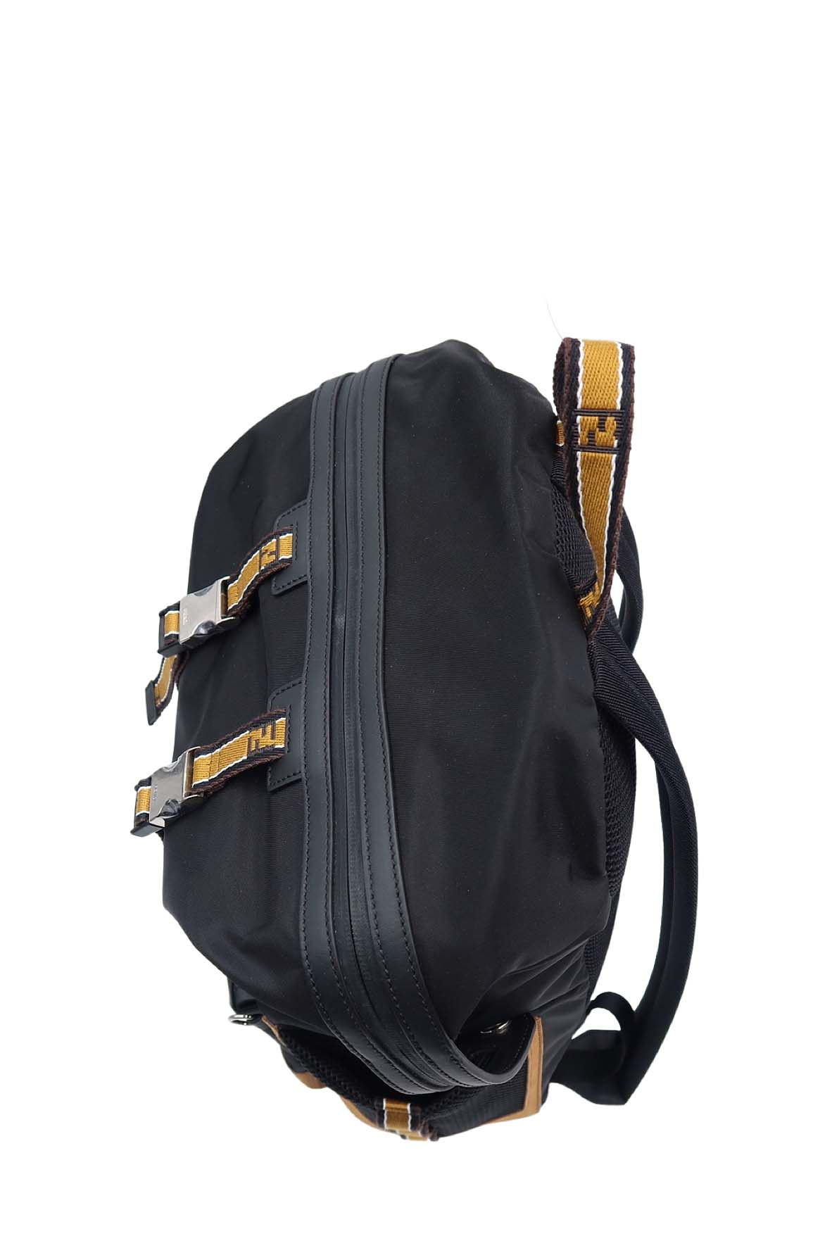 Santander Nylon Leather Backpack Black,Brown