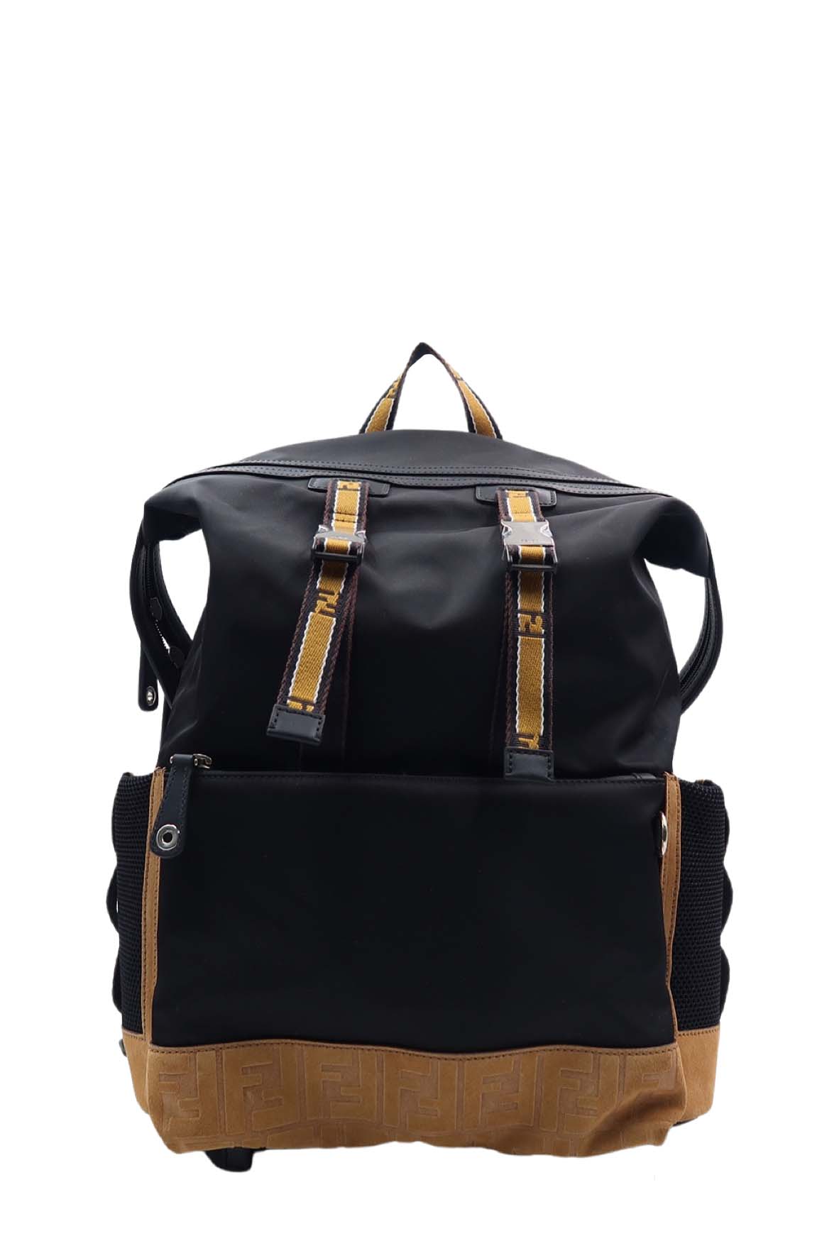 Santander Nylon Leather Backpack Black,Brown