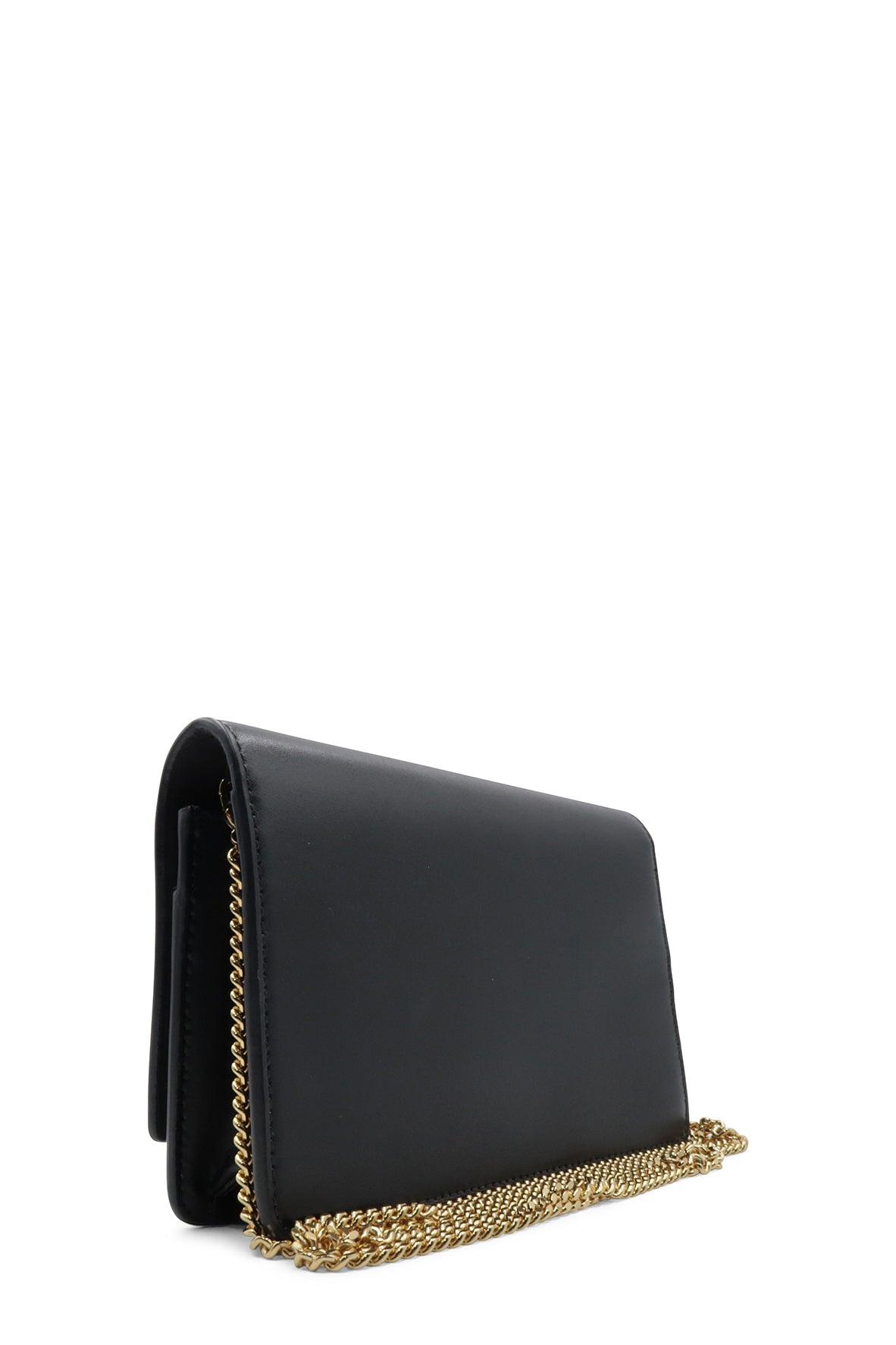 Studded Logo Wallet on Chain Black