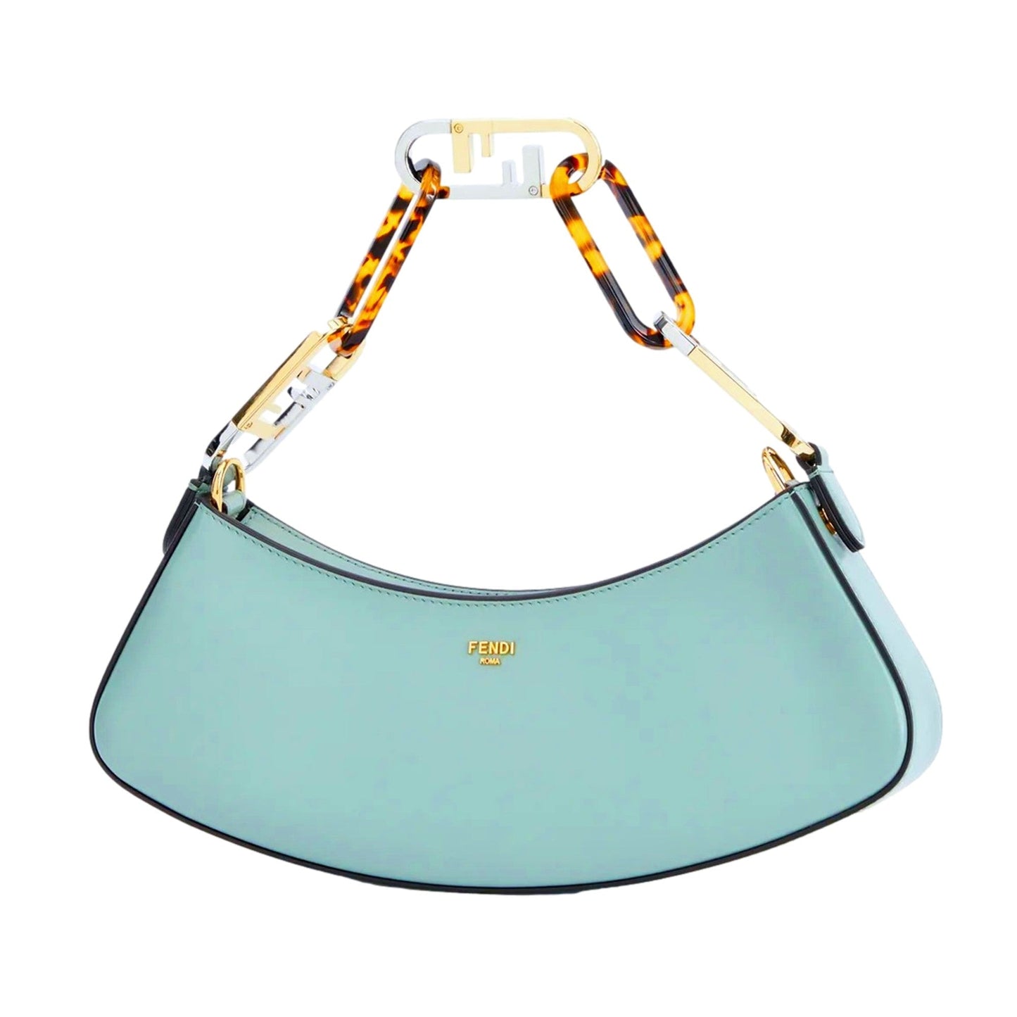 Fendi O'Lock Swing Tiffany Blue Calf Leather Small Hobo Shoulder Bag