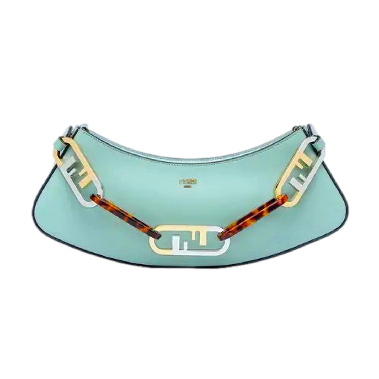 Fendi O'Lock Swing Tiffany Blue Calf Leather Small Hobo Shoulder Bag