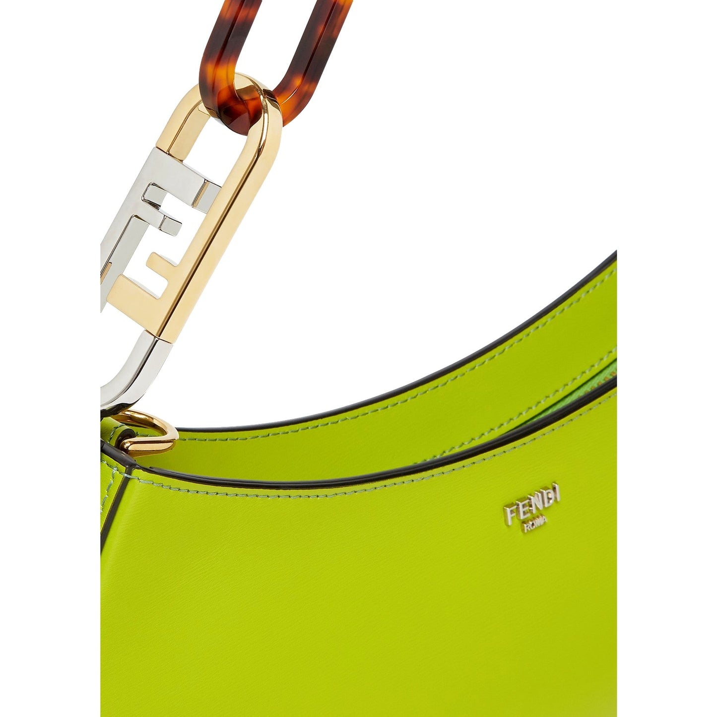 Fendi O'Lock Swing Wasabi Green Calf Leather Small Hobo Shoulder Bag