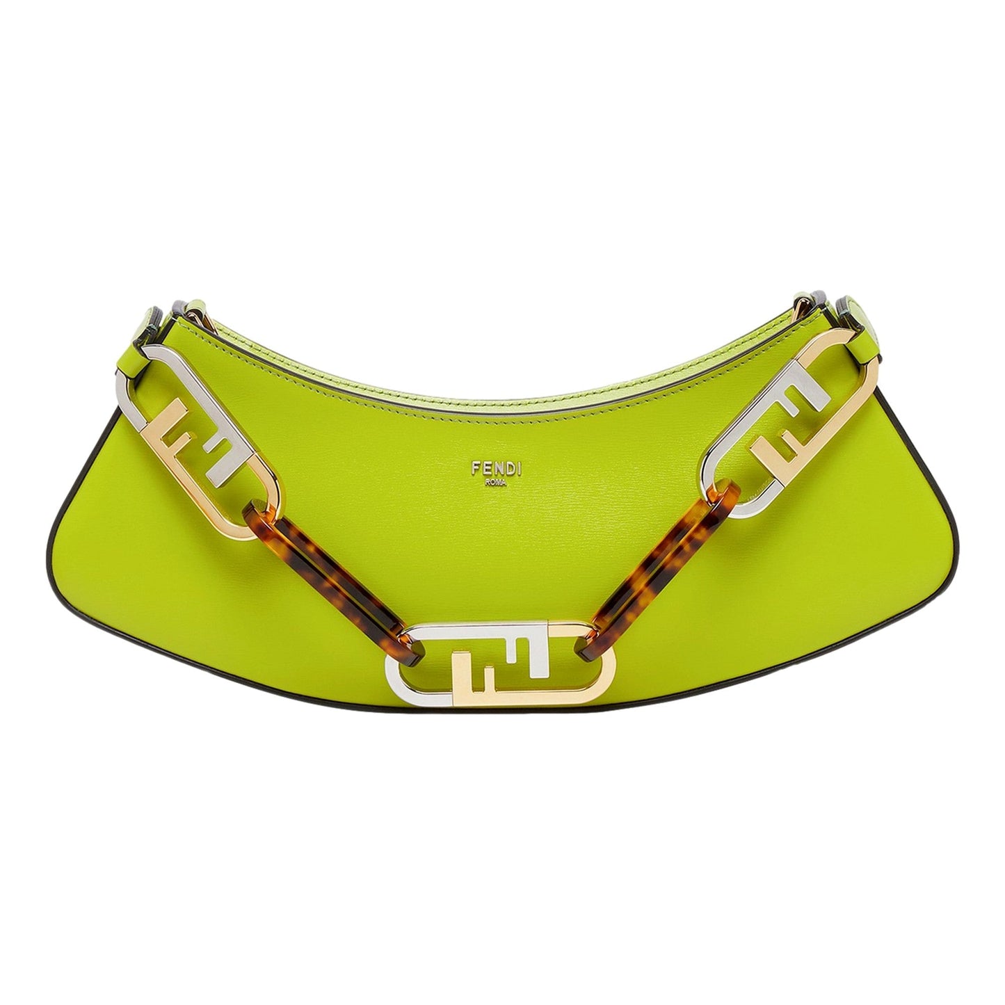 Fendi O'Lock Swing Wasabi Green Calf Leather Small Hobo Shoulder Bag