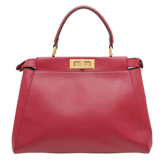 Fendi Red Iconic Peekaboo Regular Bag