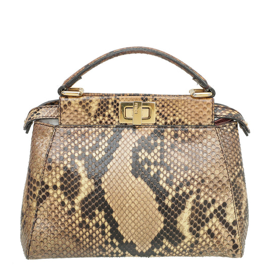 Fendi Light Yellow Python Peekaboo Bag