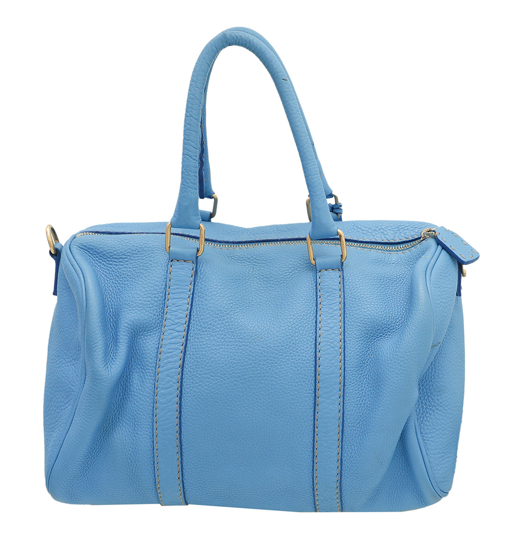 Fendi Blue Selleria Boston Bag