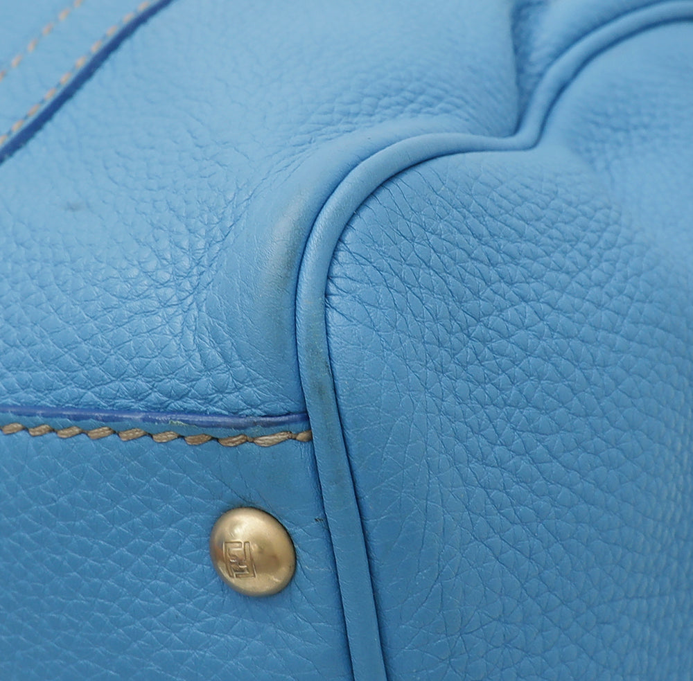 Fendi Blue Selleria Boston Bag