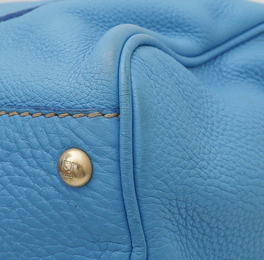 Fendi Blue Selleria Boston Bag