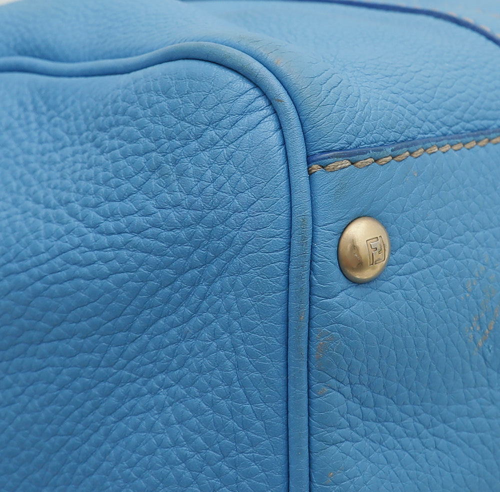 Fendi Blue Selleria Boston Bag