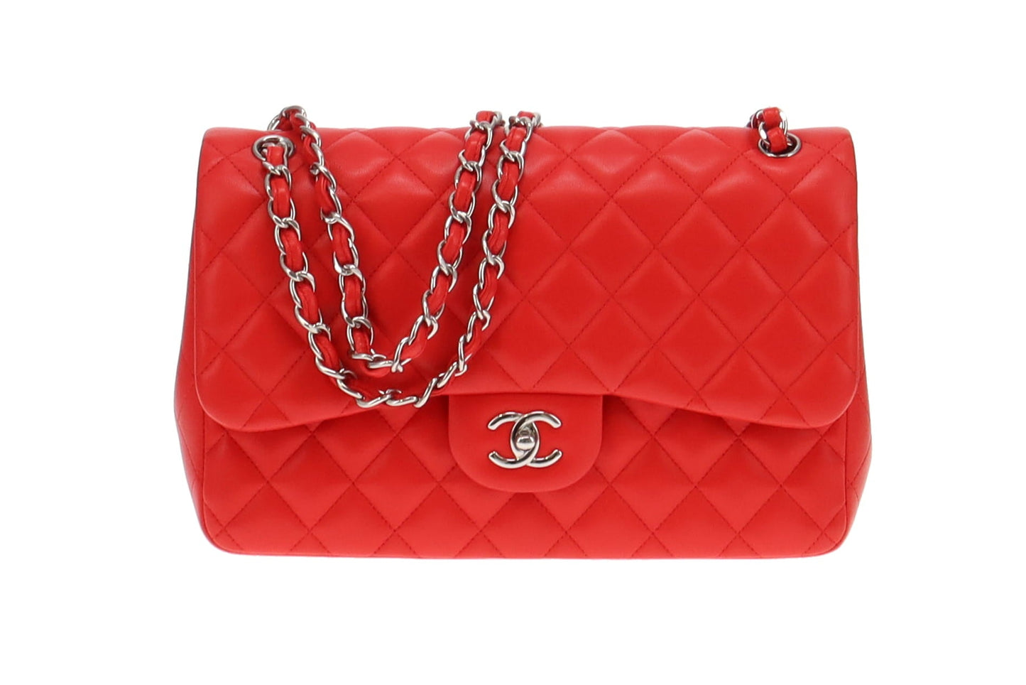 Chanel Red Jumbo Lambskin Classic Double Flap 2016/17