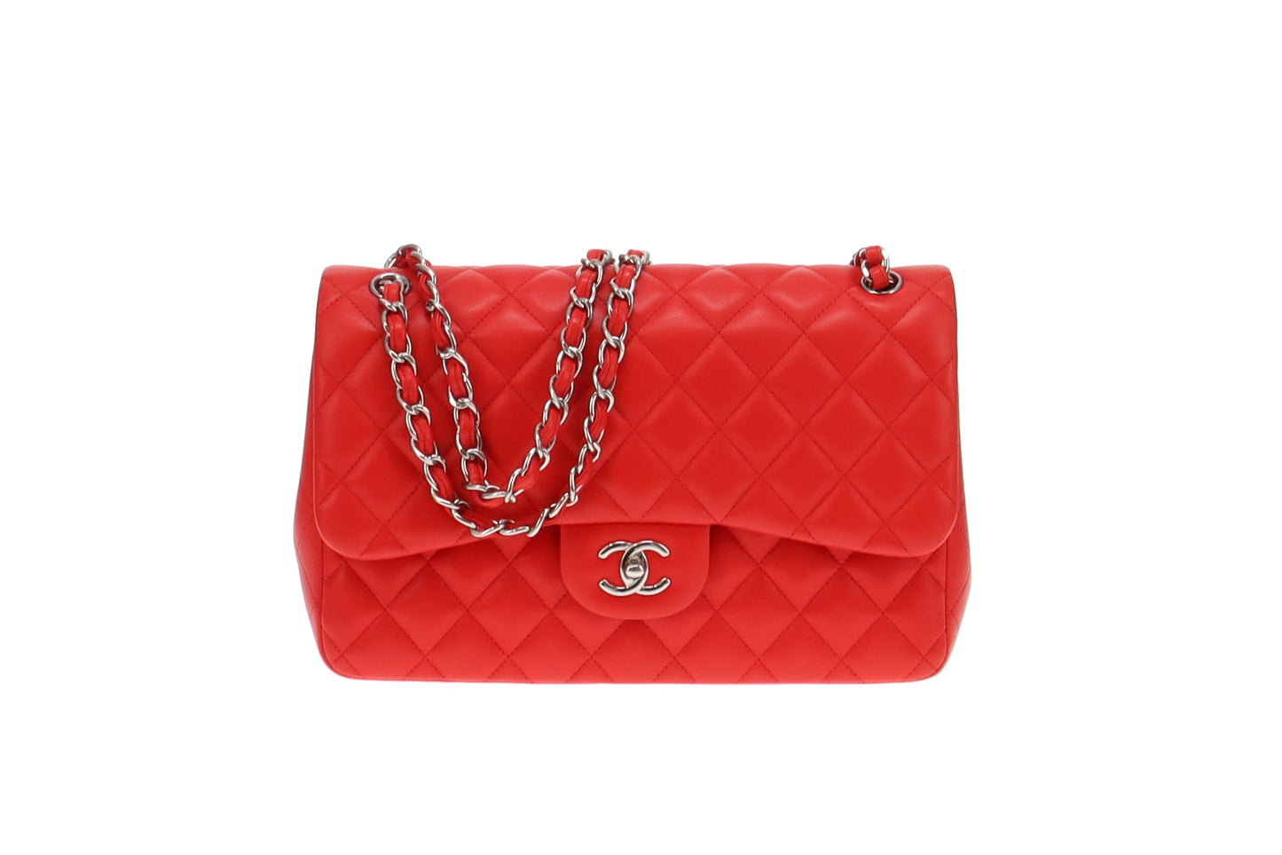 Chanel Red Jumbo Lambskin Classic Double Flap 2016/17