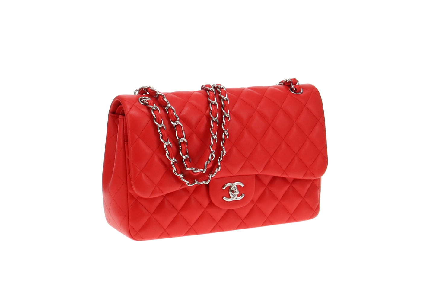 Chanel Red Jumbo Lambskin Classic Double Flap 2016/17