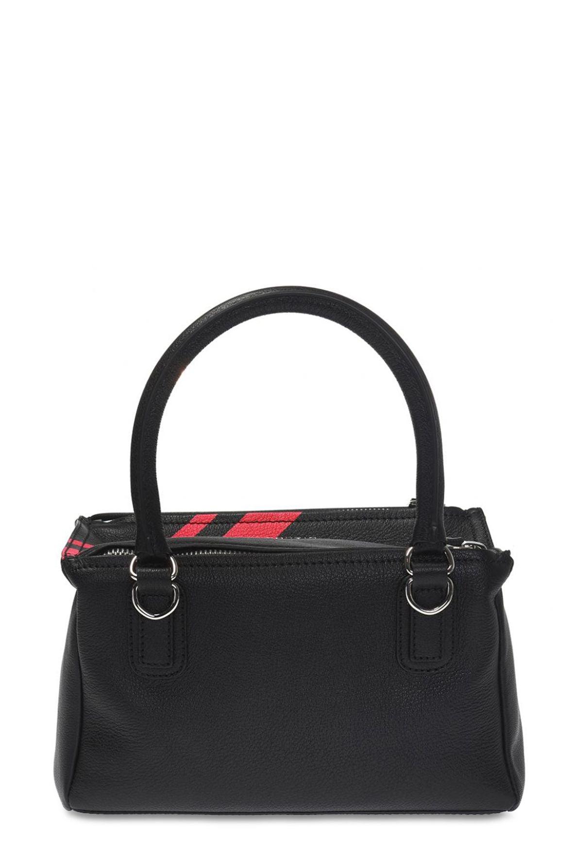 Pandora Shoulder Bag Black with Red Stripes