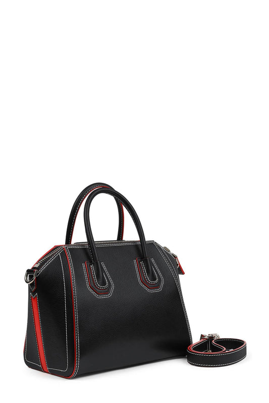 Small Antigona Black Red with Detachable Strap