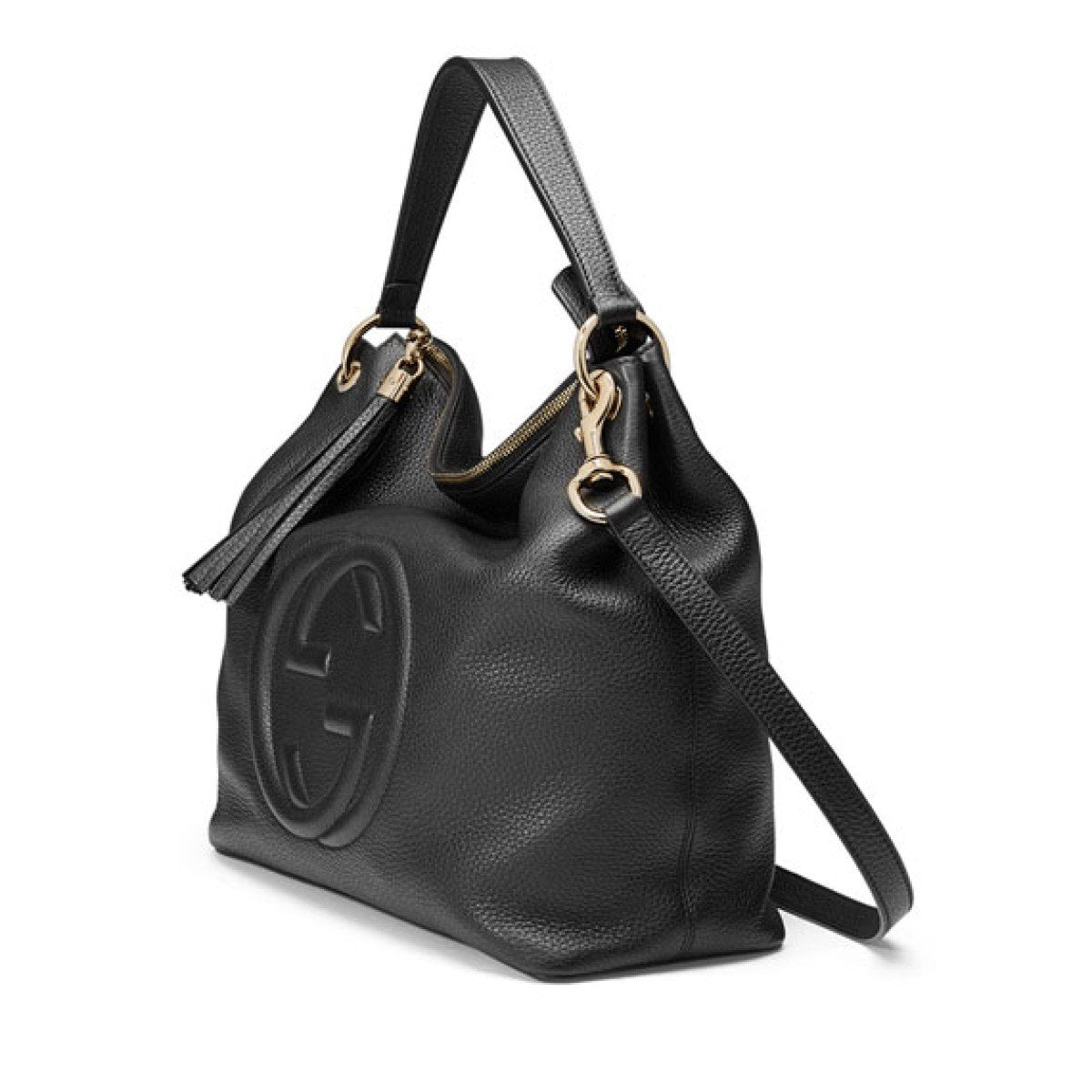 Gucci Black GG Disco Soho Leather Convertible Hobo Shoulder Bag