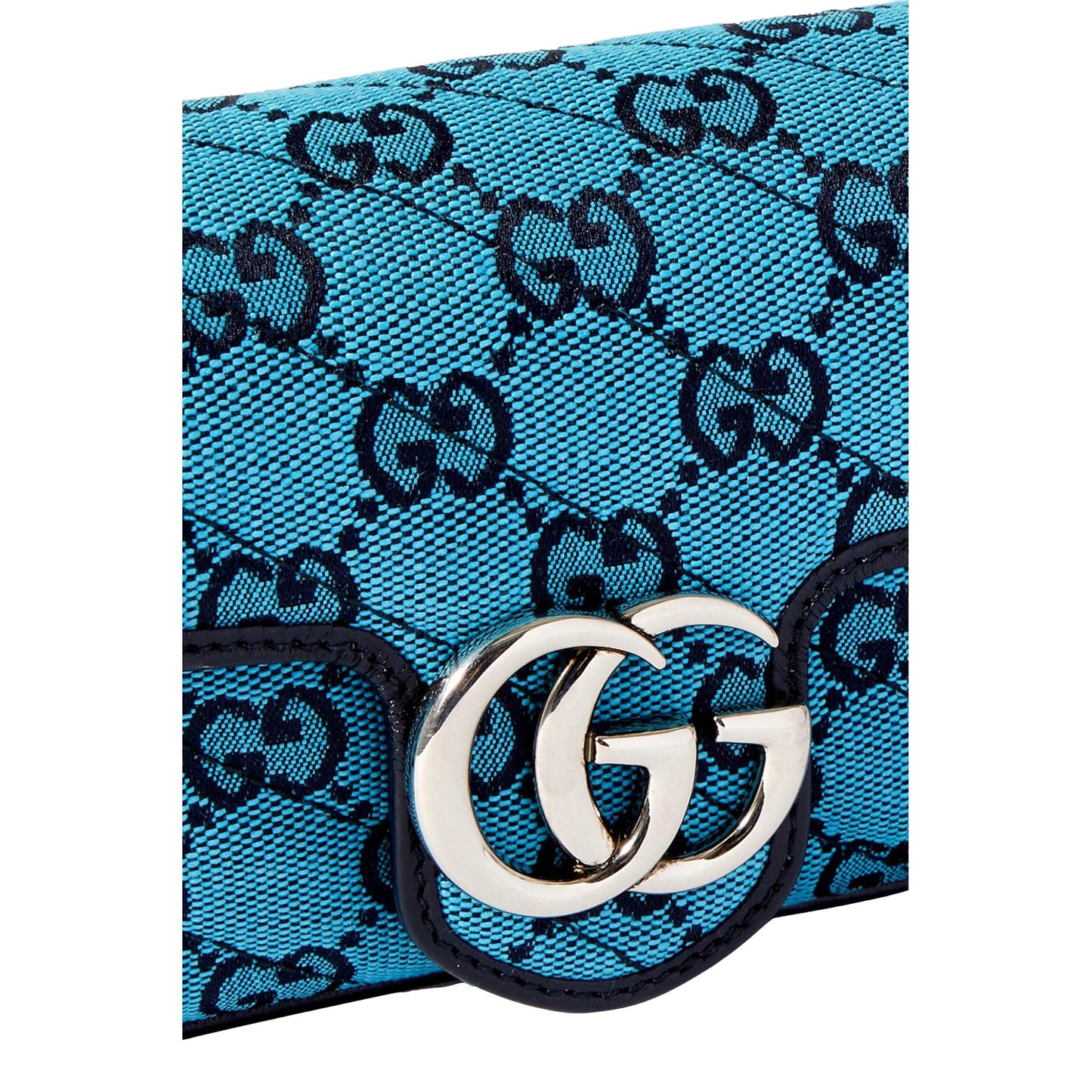 Gucci Flap Marmont Matelasse Blue Printed Canvas Shoulder Bag