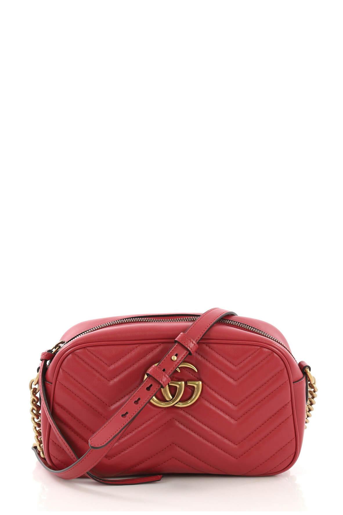 Small GG Marmont Matelasse Shoulder Bag Red