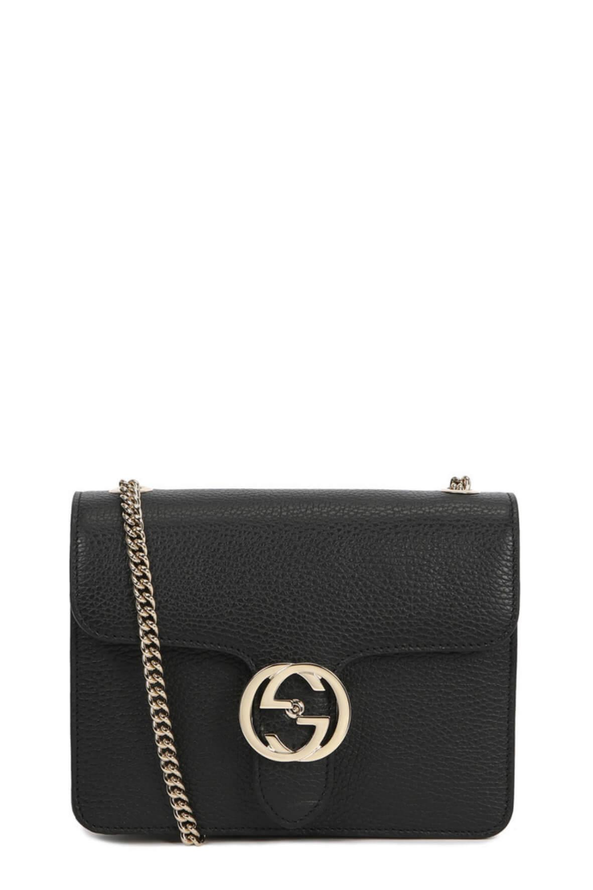 Small Interlocking Shoulder Bag Black