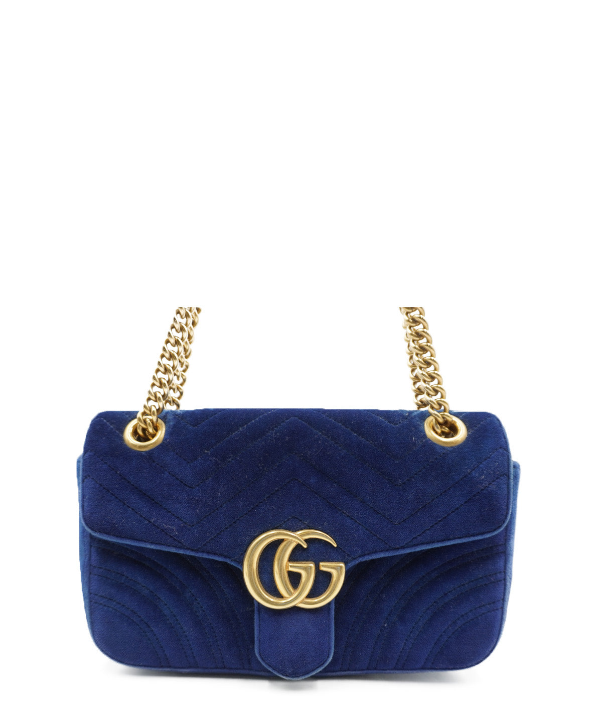 Small Marmont Matelasse Velvet Shoulder Bag Blue