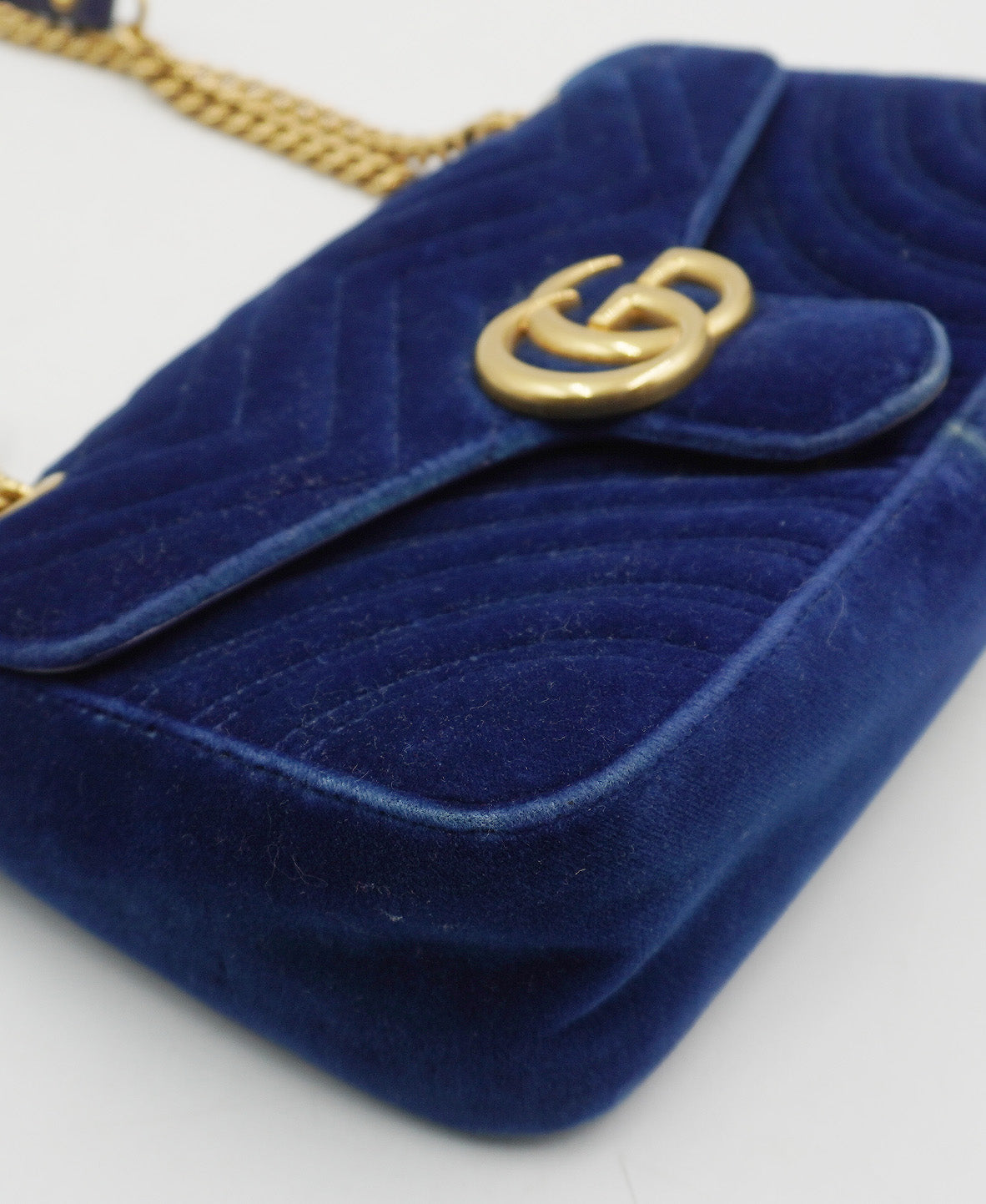 Small Marmont Matelasse Velvet Shoulder Bag Blue