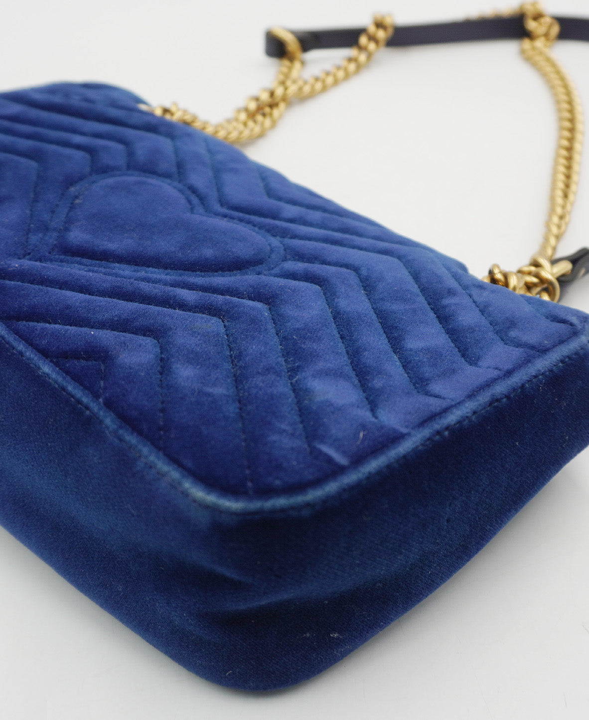 Small Marmont Matelasse Velvet Shoulder Bag Blue