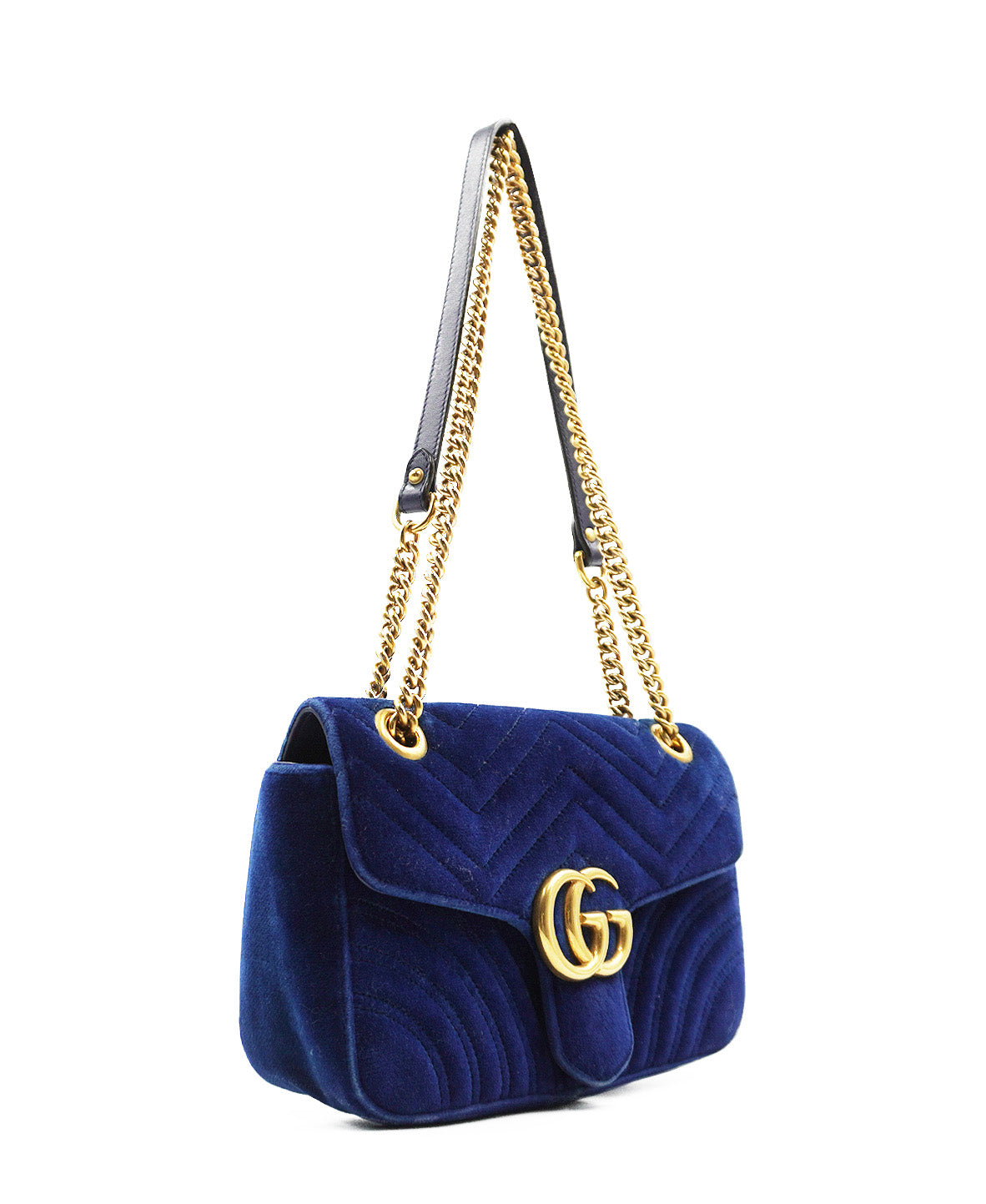 Small Marmont Matelasse Velvet Shoulder Bag Blue