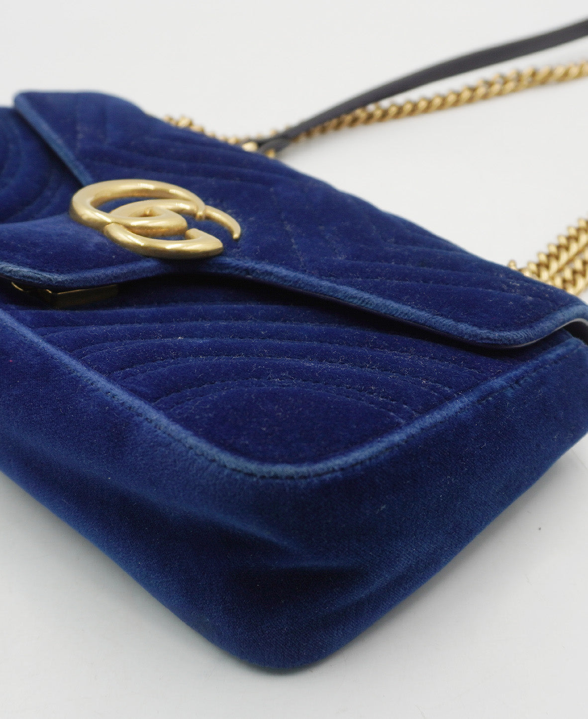 Small Marmont Matelasse Velvet Shoulder Bag Blue