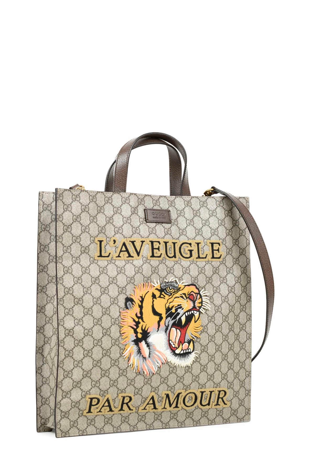 Tiger Embroidered GG Supreme Tote