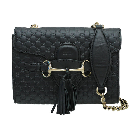 Gucci Black GG Microguccissima Emily Bag