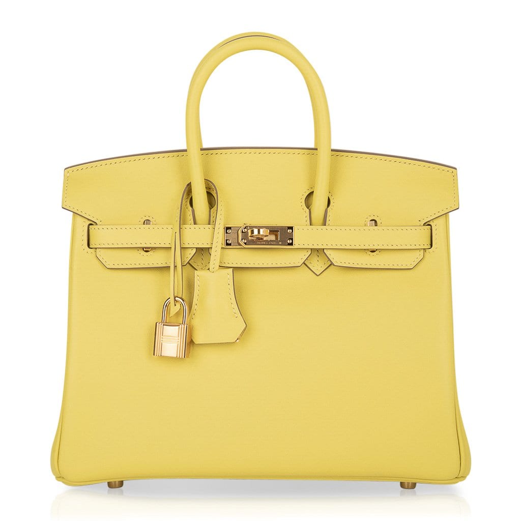 Hermes Birkin 25 Bag Lime Gold Hardware Swift Leather