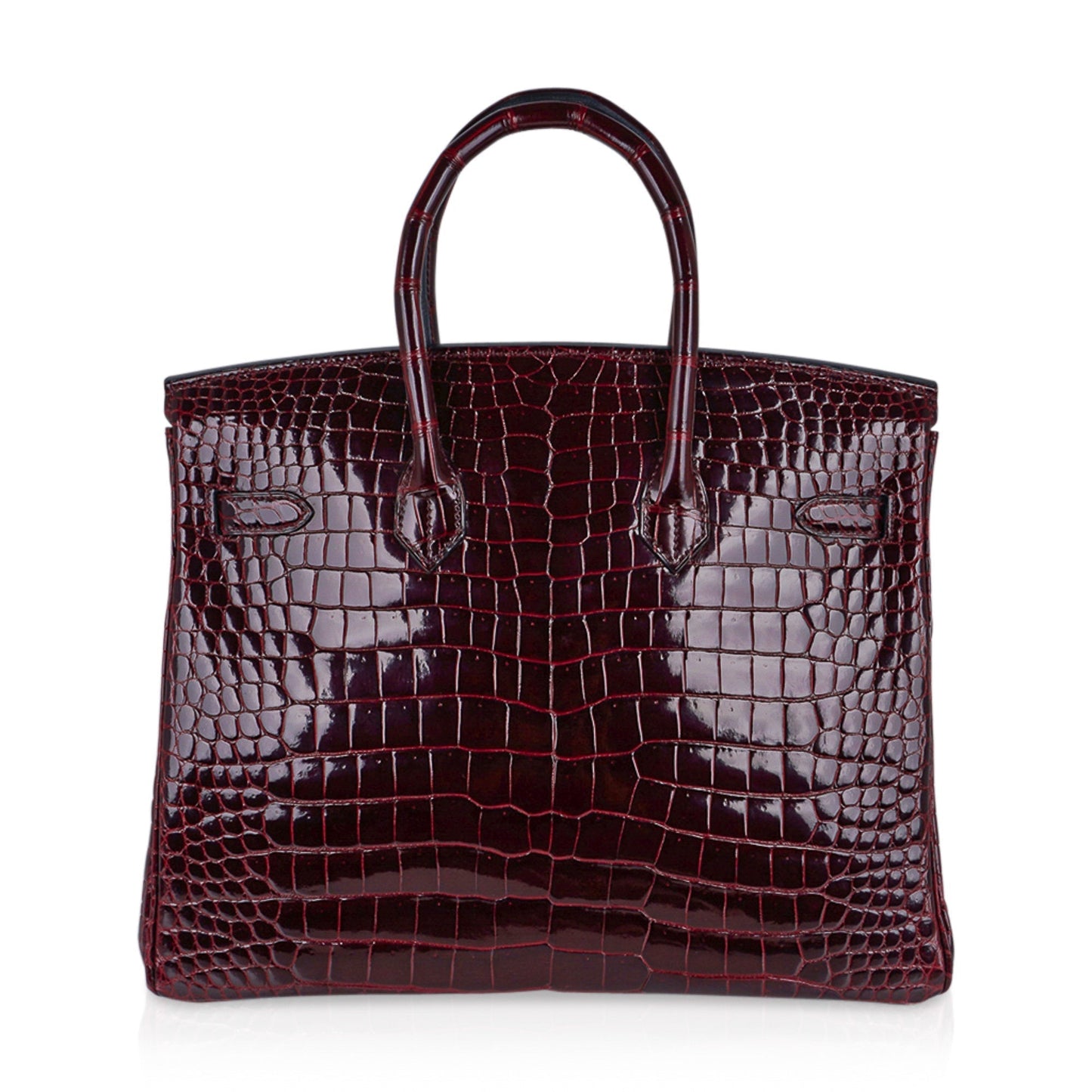 Hermes Birkin 35 Bag Diamond Bordeaux Porosus Crocodile with White Gold Hardware