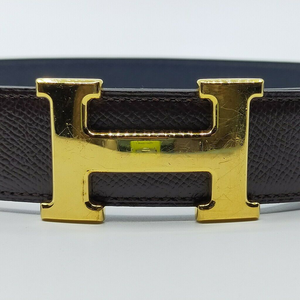 Hermes H Gold Buckle Reversible Belt